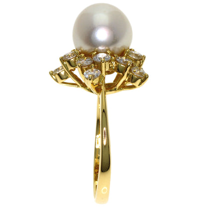 Ponte Vecchio Pearl Pearl Diamond Ring K18 Yellow Gold Ladies [Used]