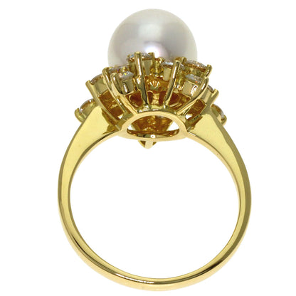 Ponte Vecchio Pearl Pearl Diamond Ring K18 Yellow Gold Ladies [Used]