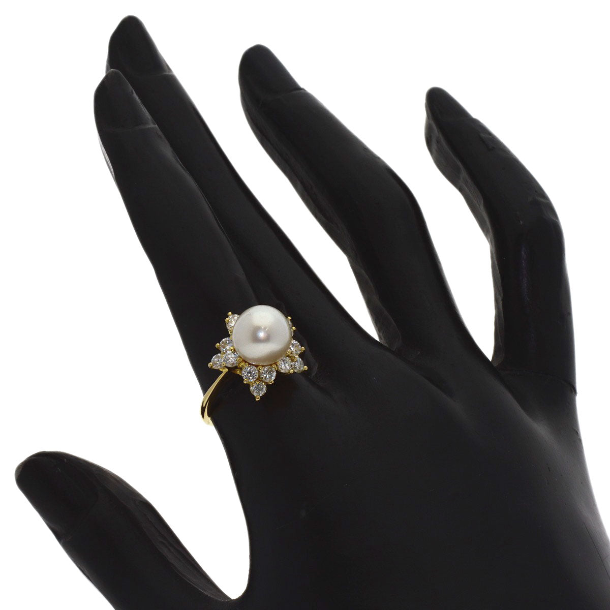 Ponte Vecchio Pearl Pearl Diamond Ring K18 Yellow Gold Ladies [Used]