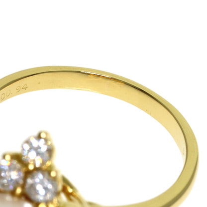 Ponte Vecchio Pearl Pearl Diamond Ring K18 Yellow Gold Ladies [Used]