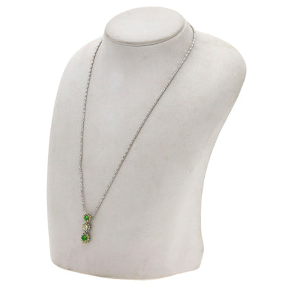 0.405ct Flower motif Garnet Diamond Necklace K18 White Gold 18K Yellow Gold 10g　Ladies