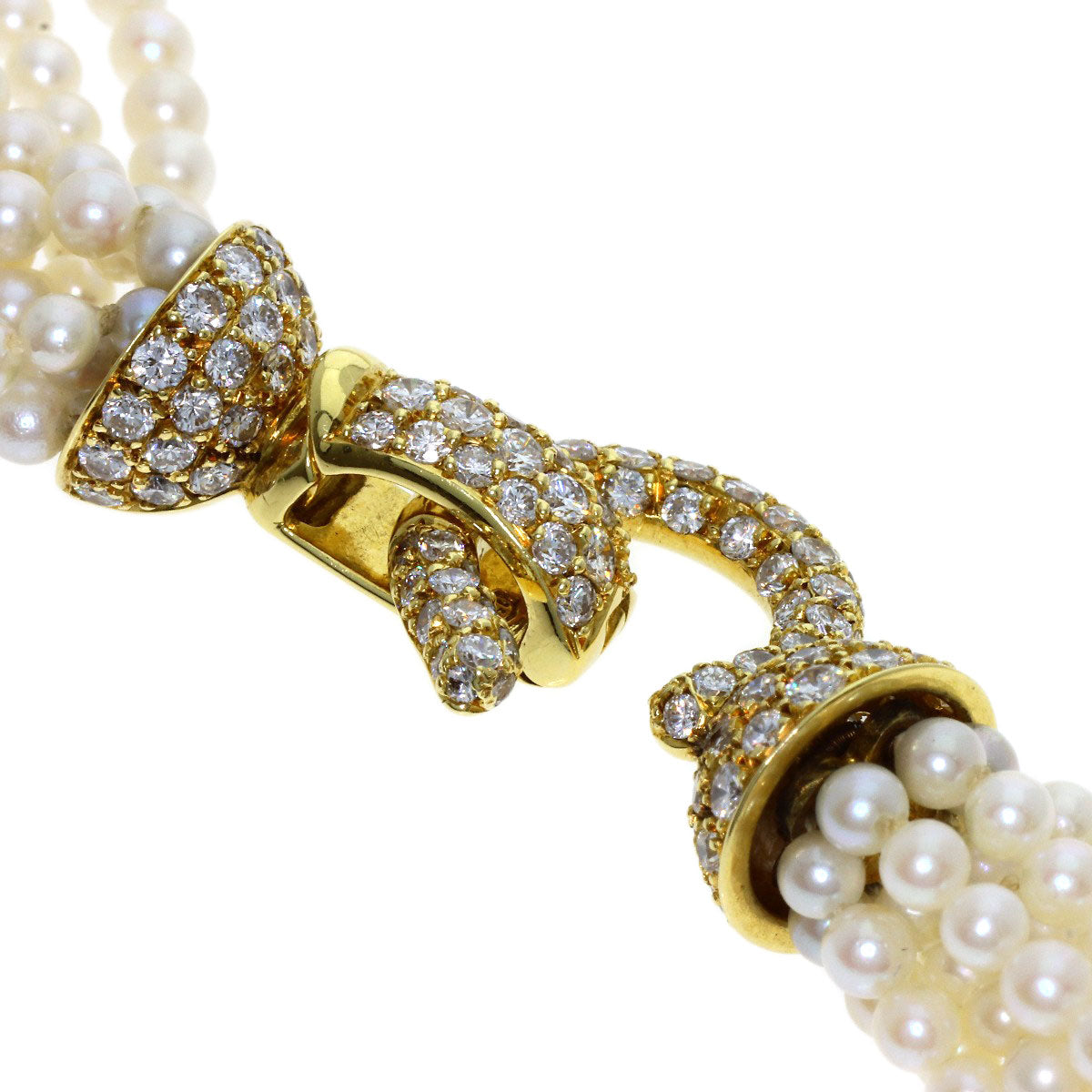 Baby Pearl Diamond 9-strand Necklace K18 Yellow Gold 48.7g　Ladies