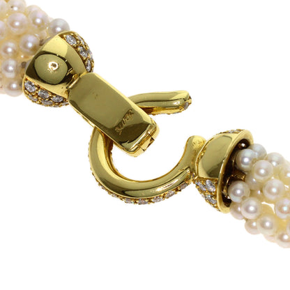 Baby Pearl Diamond 9-strand Necklace K18 Yellow Gold 48.7g　Ladies