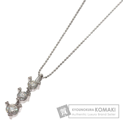 1ct 3P Diamond Necklace K18 White Gold 2.7g　Ladies