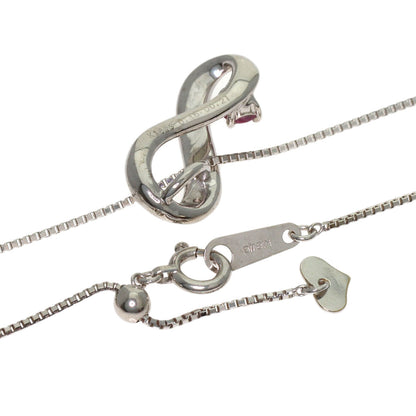 0.15ct Pink Sapphire Diamond Necklace K18 White Gold 3.5g　Ladies