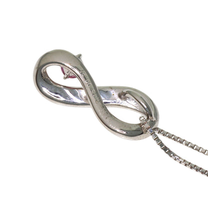 0.15ct Pink Sapphire Diamond Necklace K18 White Gold 3.5g　Ladies