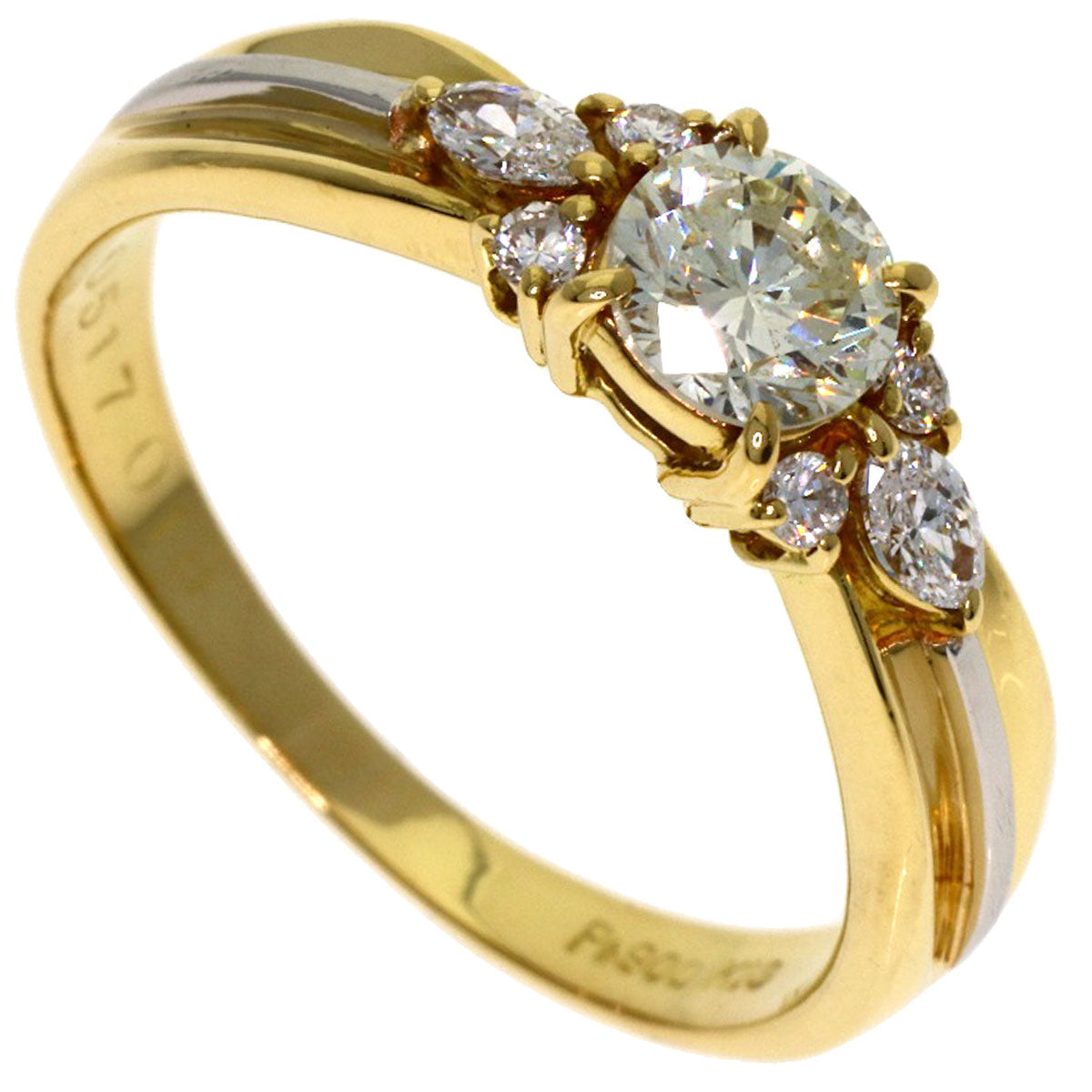 0.517ct Diamond Ring K18 Yellow Gold PT900 3.3g　Ladies