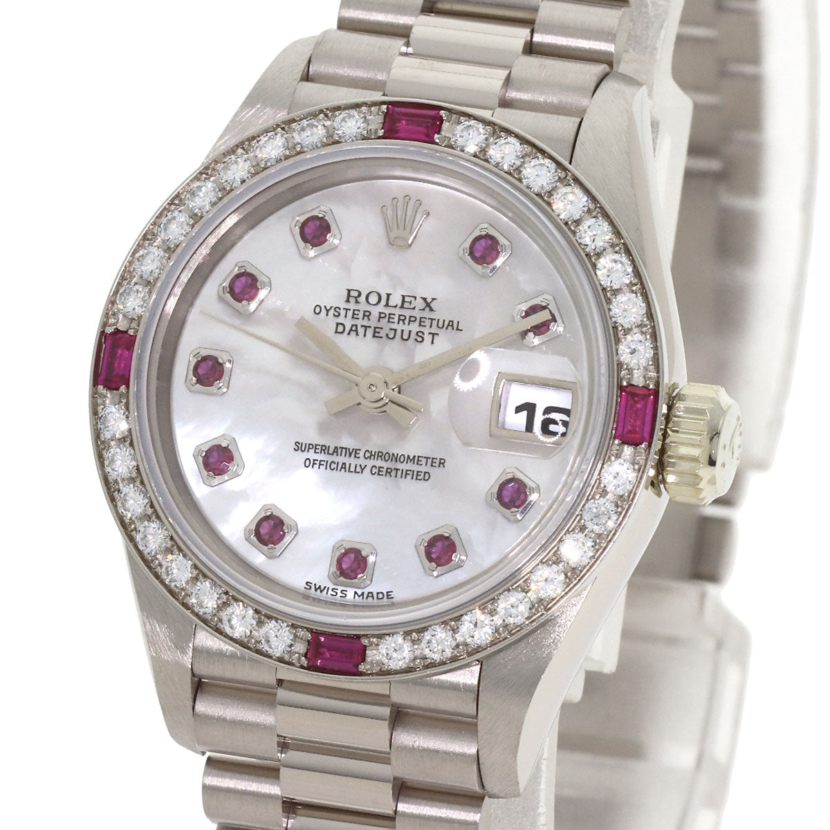 ROLEX Datejust 10P Ruby Watches 69069 K18 White Gold/K18 White Gold Ladies