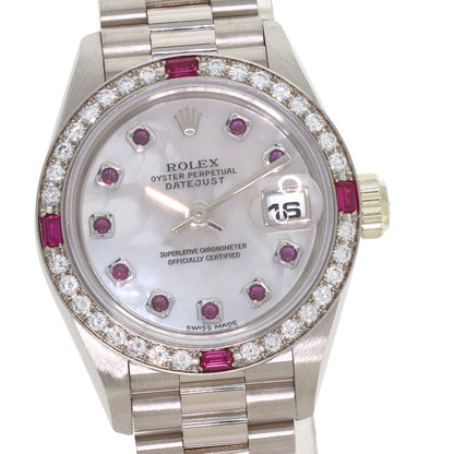 ROLEX Datejust 10P Ruby Watches 69069 K18 White Gold/K18 White Gold Ladies