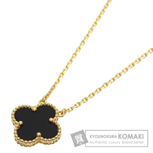 Van Cleef & Arpels Vintage Alhambra Onyx Necklace K18 Yellow Gold Ladies [Used]