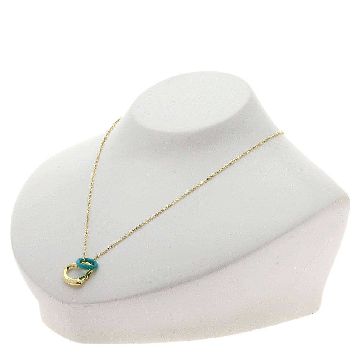 TIFFANY&Co. Open Heart Turquoise Necklace K18 Yellow Gold Ladies [Used]