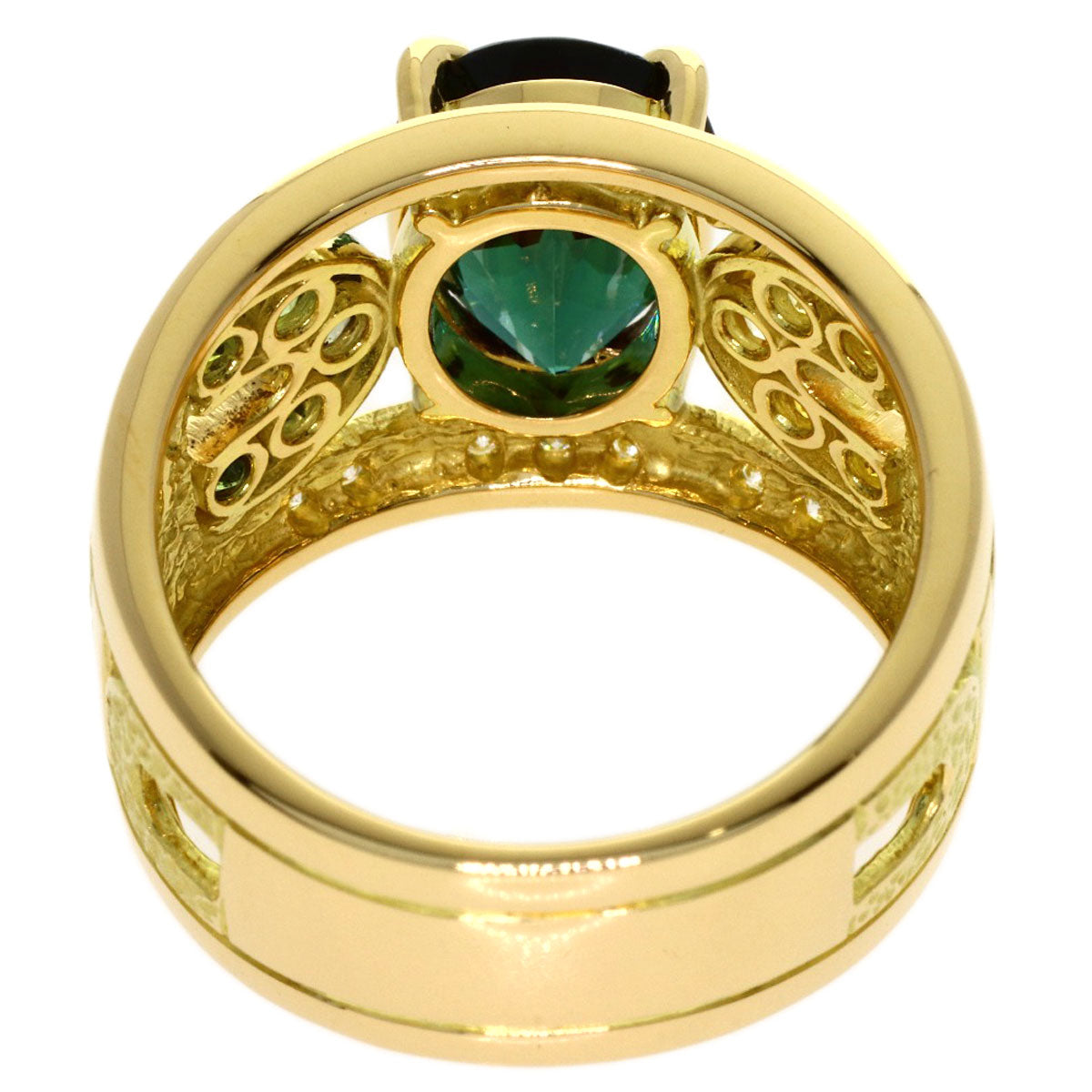 IKEDA KEIKO AK Collection Green Tourmaline Diamond Sapphire Ring K18 Yellow Gold Ladies [Used]