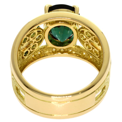 IKEDA KEIKO AK Collection Green Tourmaline Diamond Sapphire Ring K18 Yellow Gold Ladies [Used]