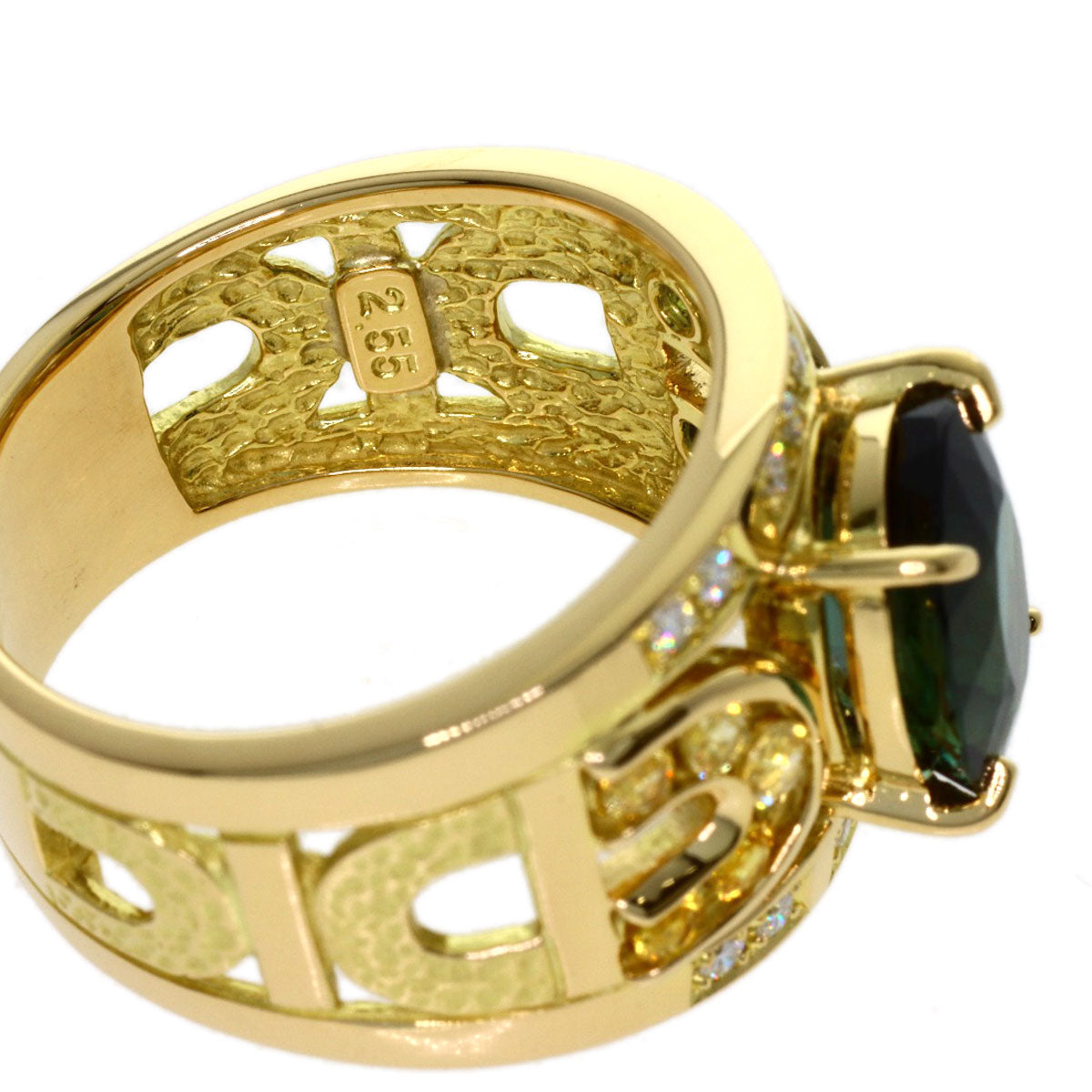 IKEDA KEIKO AK Collection Green Tourmaline Diamond Sapphire Ring K18 Yellow Gold Ladies [Used]