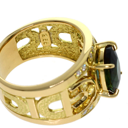 IKEDA KEIKO AK Collection Green Tourmaline Diamond Sapphire Ring K18 Yellow Gold Ladies [Used]