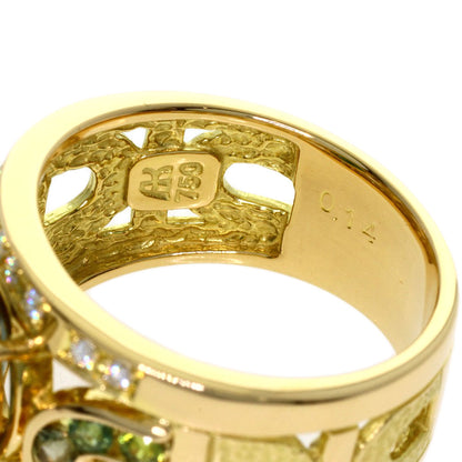 IKEDA KEIKO AK Collection Green Tourmaline Diamond Sapphire Ring K18 Yellow Gold Ladies [Used]