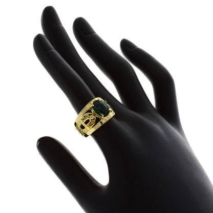IKEDA KEIKO AK Collection Green Tourmaline Diamond Sapphire Ring K18 Yellow Gold Ladies [Used]