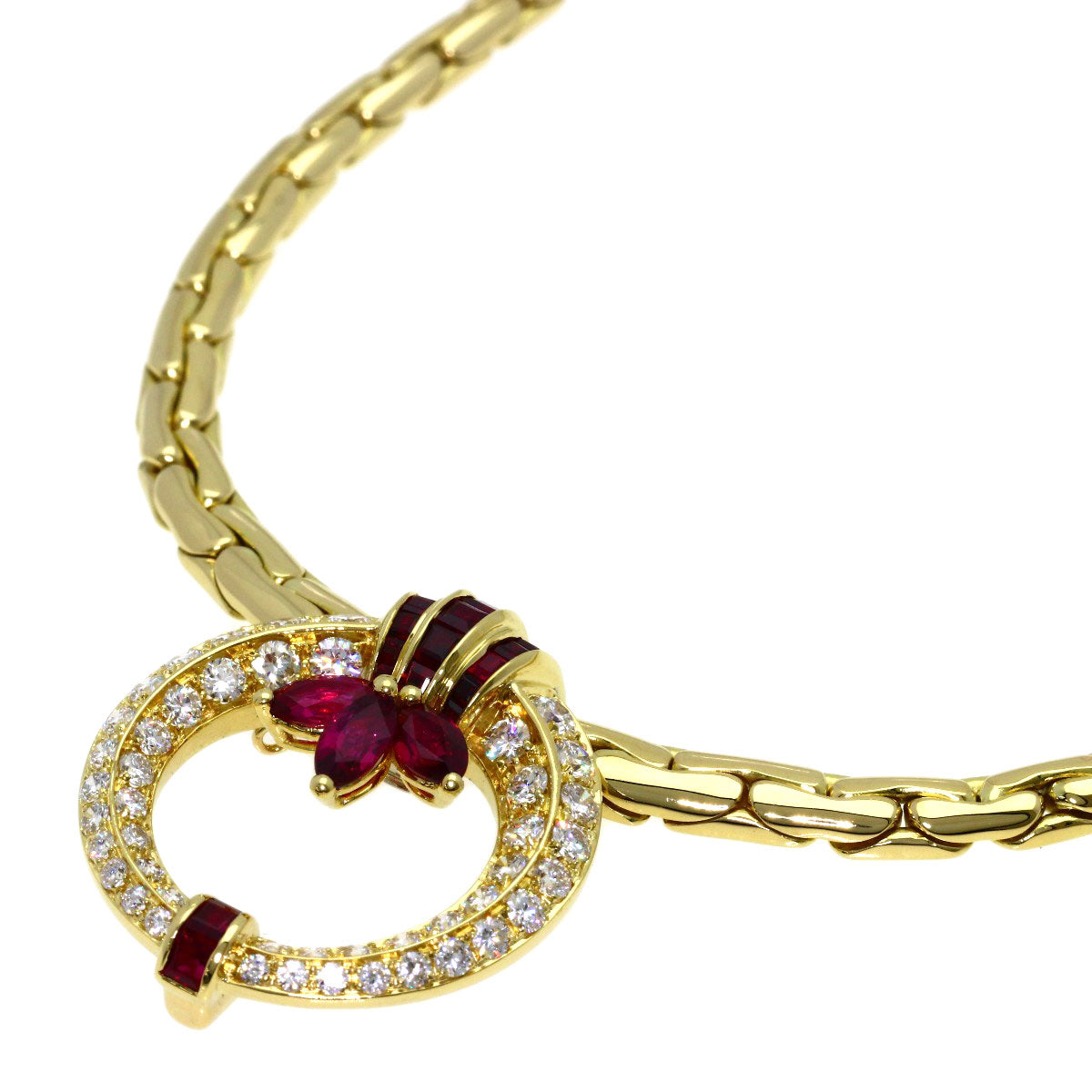 2.77ct Ruby Diamond Necklace K18 Yellow Gold 40.8g　Ladies