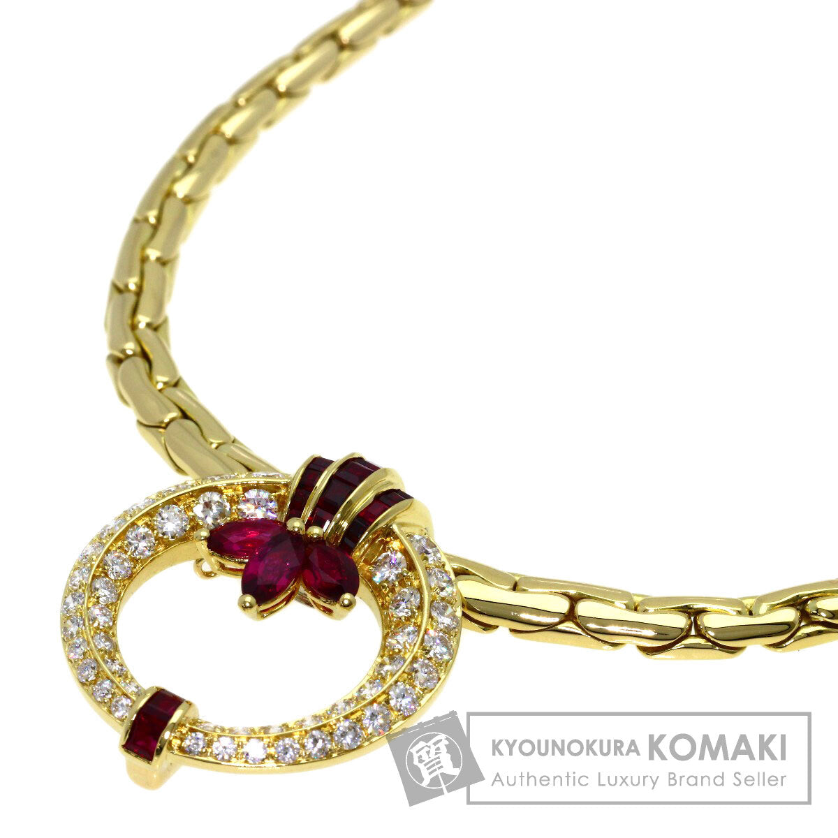 2.77ct Ruby Diamond Necklace K18 Yellow Gold 40.8g　Ladies