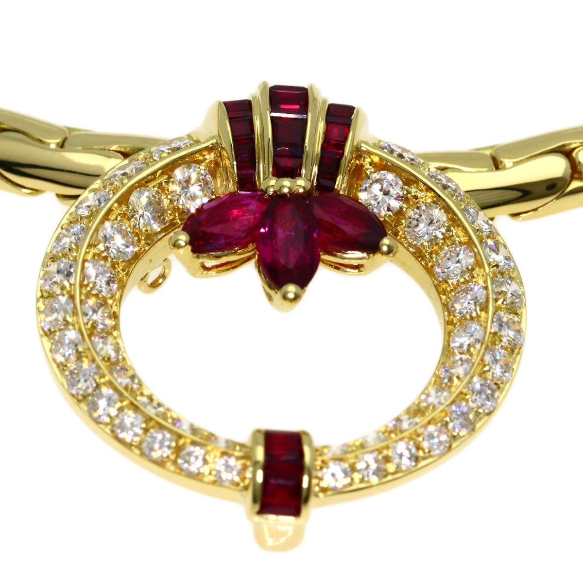 2.77ct Ruby Diamond Necklace K18 Yellow Gold 40.8g　Ladies
