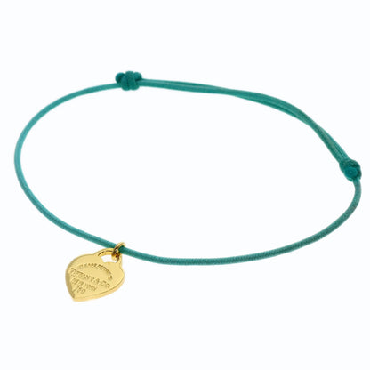 TIFFANY&Co. Return to TIFFANY&Co. Heart Tag Blue Cord Bracelet K18 Yellow Gold Ladies [Used]