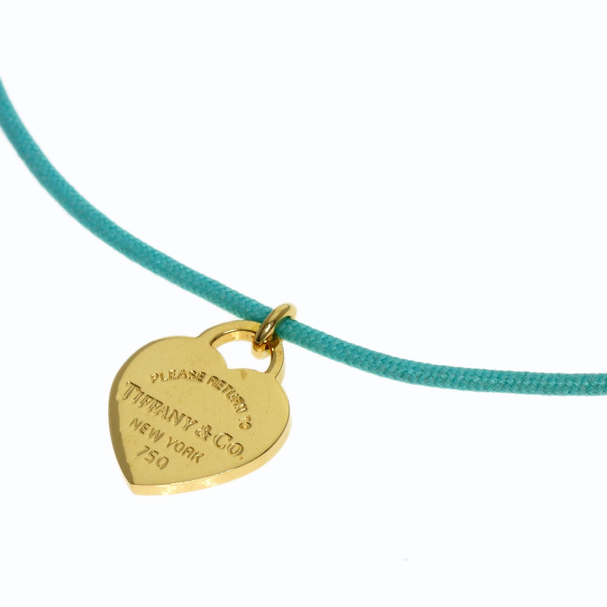 TIFFANY&Co. Return to TIFFANY&Co. Heart Tag Blue Cord Bracelet K18 Yellow Gold Ladies [Used]