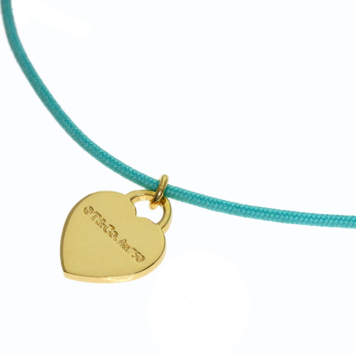 TIFFANY&Co. Return to TIFFANY&Co. Heart Tag Blue Cord Bracelet K18 Yellow Gold Ladies [Used]