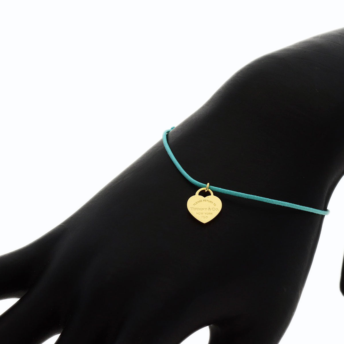 TIFFANY&Co. Return to TIFFANY&Co. Heart Tag Blue Cord Bracelet K18 Yellow Gold Ladies [Used]