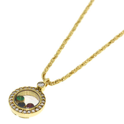 Chopard Happy Diamond Sapphire Ruby Emerald Necklace K18 Yellow Gold Ladies [Used]