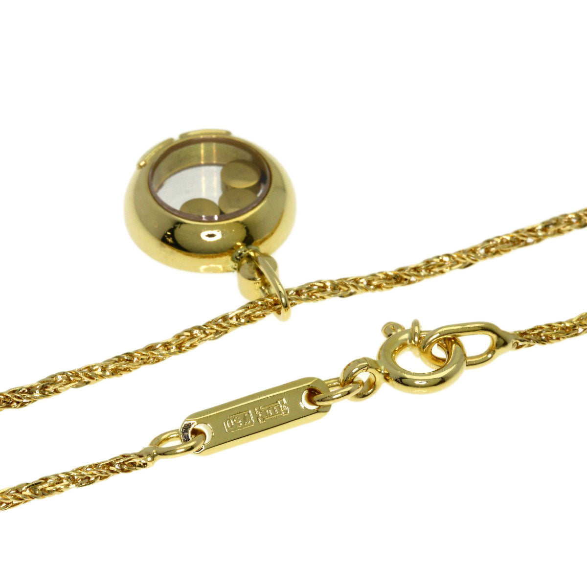 Chopard Happy Diamond Sapphire Ruby Emerald Necklace K18 Yellow Gold Ladies [Used]