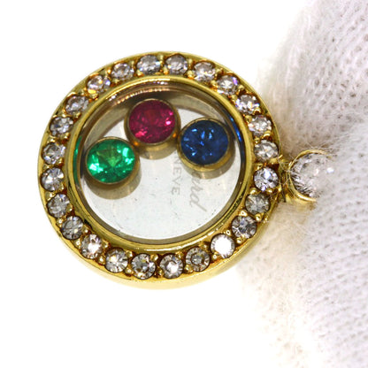 Chopard Happy Diamond Sapphire Ruby Emerald Necklace K18 Yellow Gold Ladies [Used]