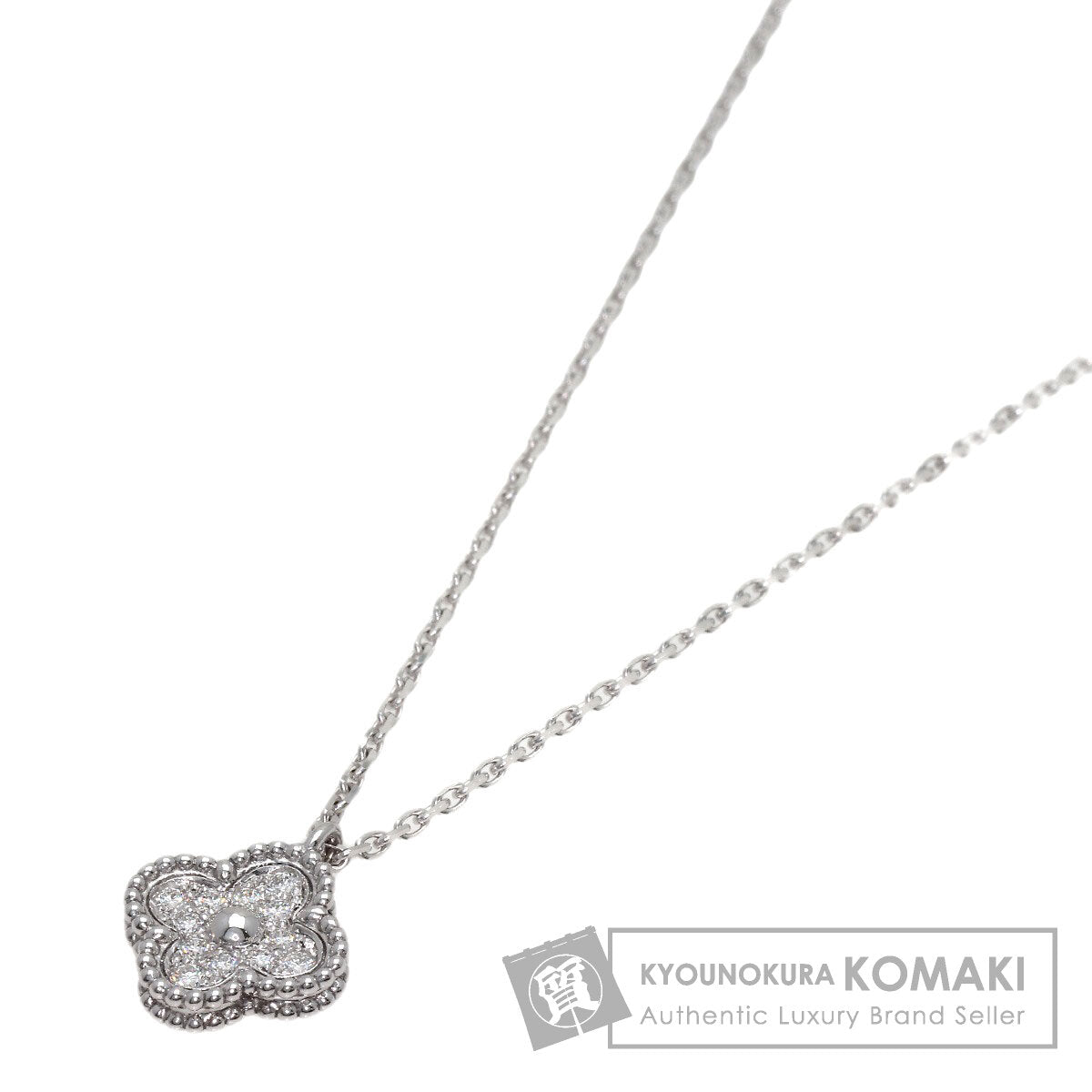 Van Cleef & Arpels Sweet Alhambra Diamond Necklace K18 White Gold Ladies [Used]