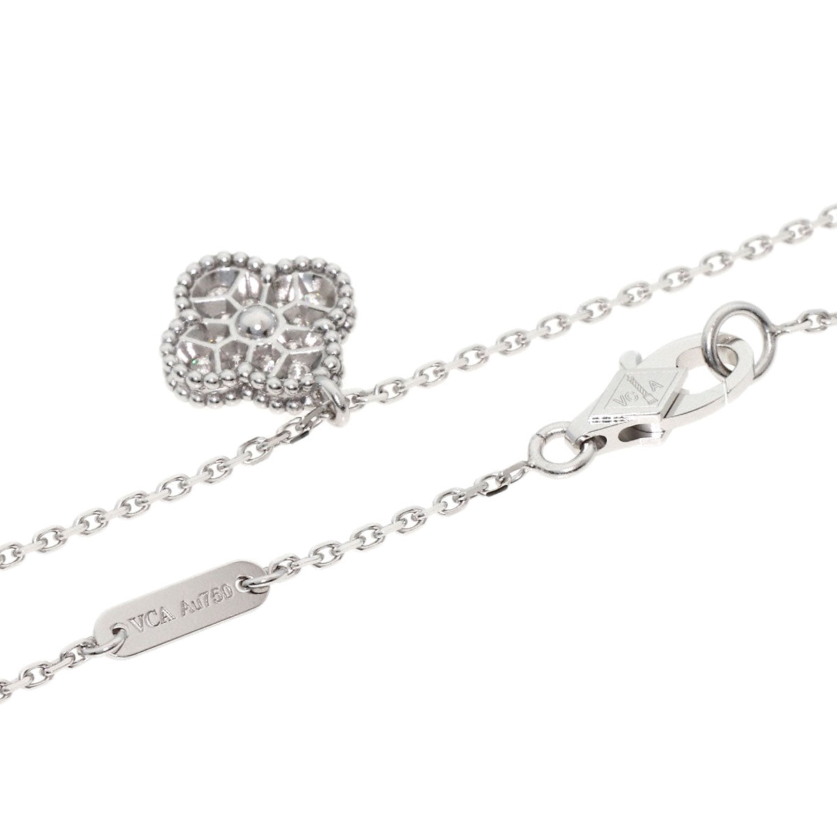 Van Cleef & Arpels Sweet Alhambra Diamond Necklace K18 White Gold Ladies [Used]