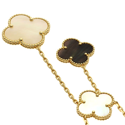 Van Cleef & Arpels Magic Alhambra 6 Motif Shell Onyx Necklace K18 Yellow Gold Ladies [Used]