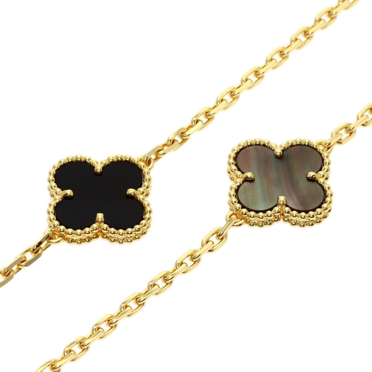 Van Cleef & Arpels Magic Alhambra 6 Motif Shell Onyx Necklace K18 Yellow Gold Ladies [Used]
