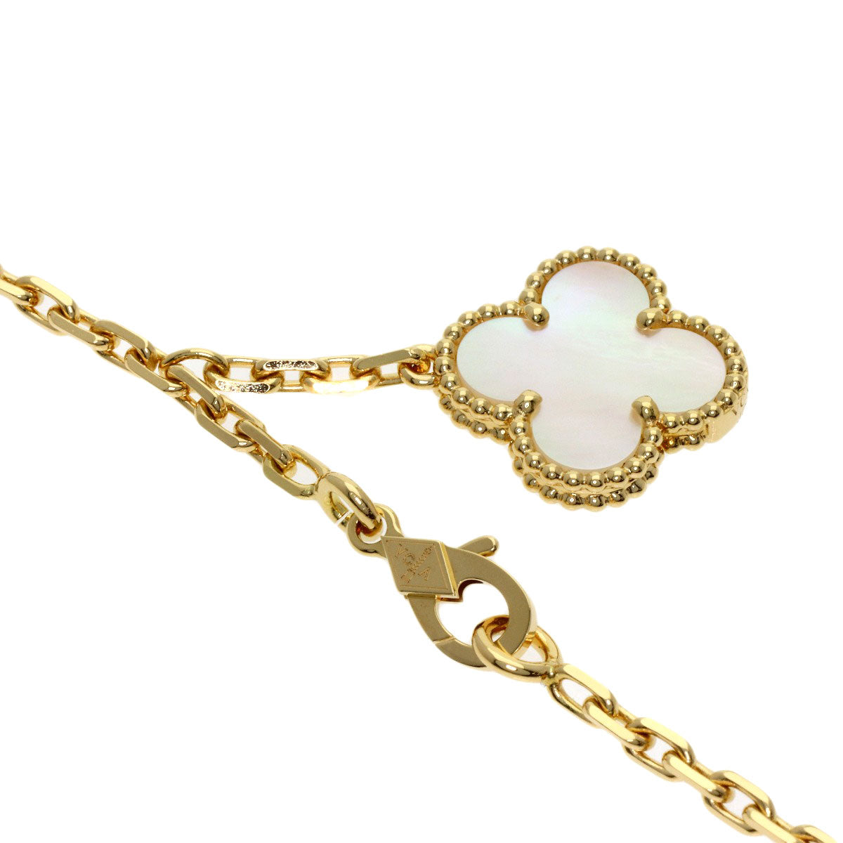 Van Cleef & Arpels Magic Alhambra 6 Motif Shell Onyx Necklace K18 Yellow Gold Ladies [Used]