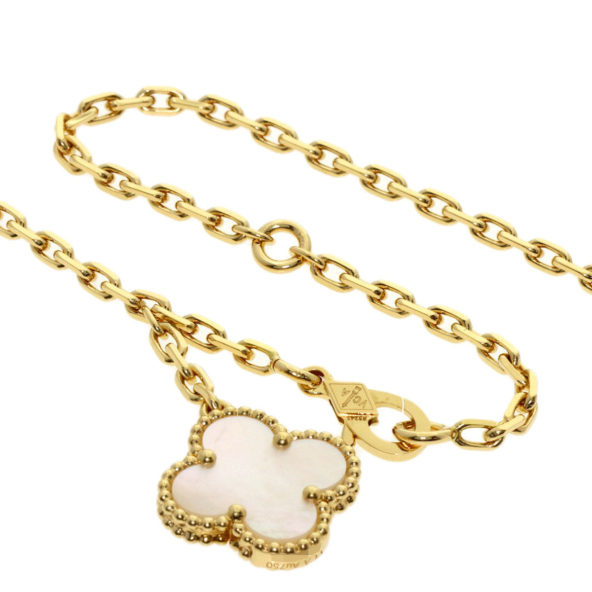 Van Cleef & Arpels Magic Alhambra 6 Motif Shell Onyx Necklace K18 Yellow Gold Ladies [Used]