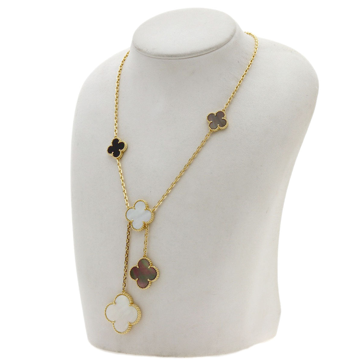 Van Cleef & Arpels Magic Alhambra 6 Motif Shell Onyx Necklace K18 Yellow Gold Ladies [Used]
