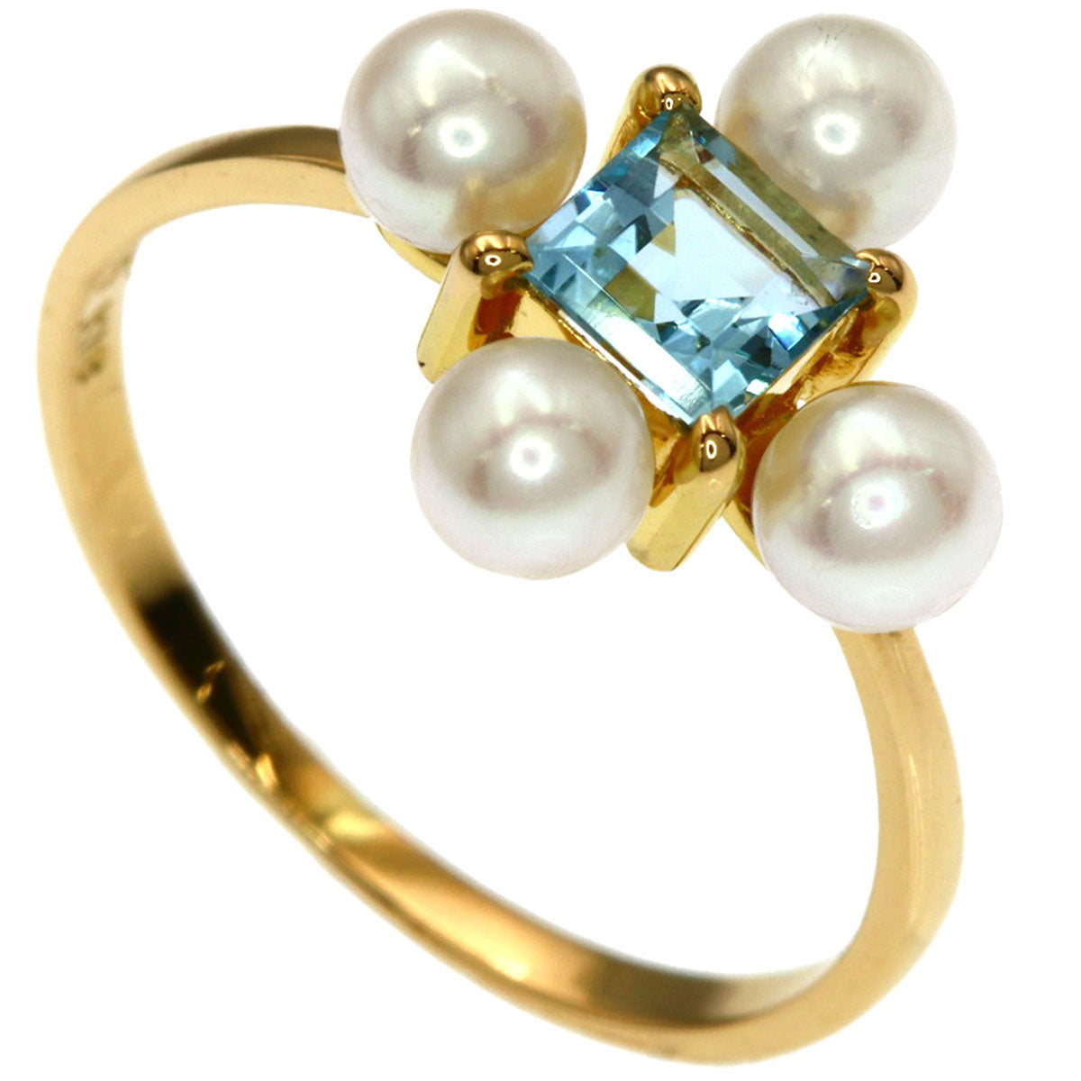 TASAKI Aquamarine Pearl Pearl Ring K18 Yellow Gold Ladies [Used]