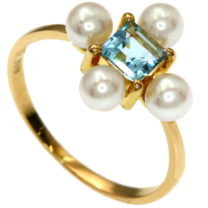 TASAKI Aquamarine Pearl Pearl Ring K18 Yellow Gold Ladies [Used]