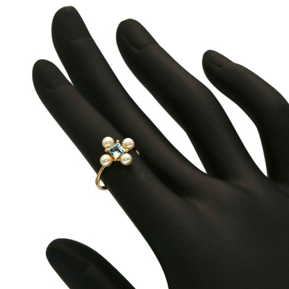 TASAKI Aquamarine Pearl Pearl Ring K18 Yellow Gold Ladies [Used]