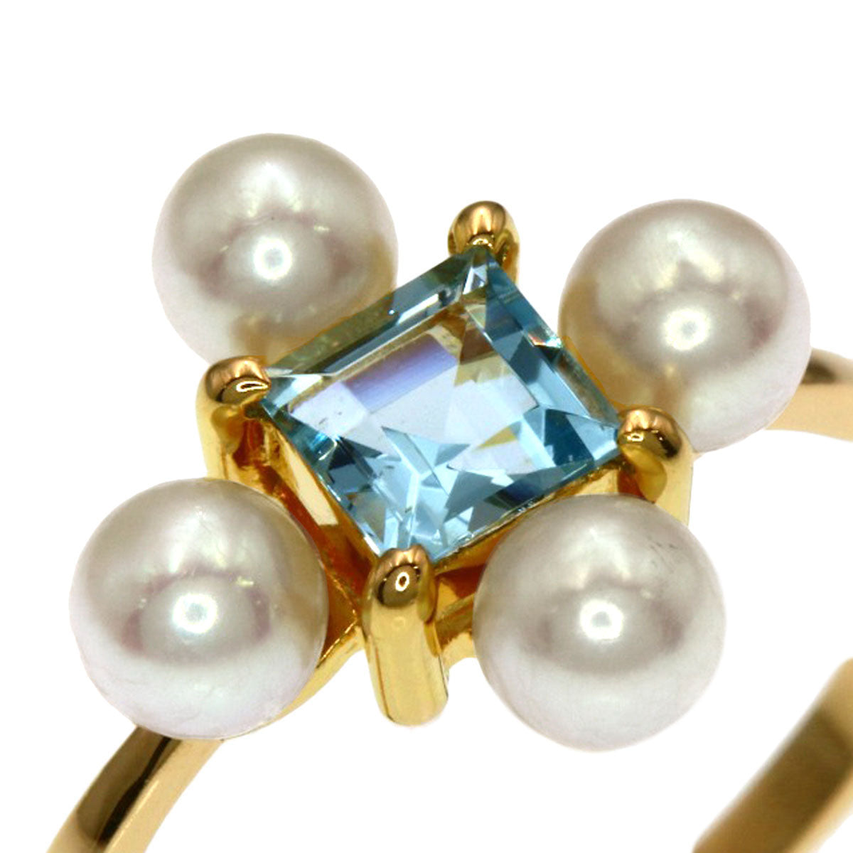 TASAKI Aquamarine Pearl Pearl Ring K18 Yellow Gold Ladies [Used]