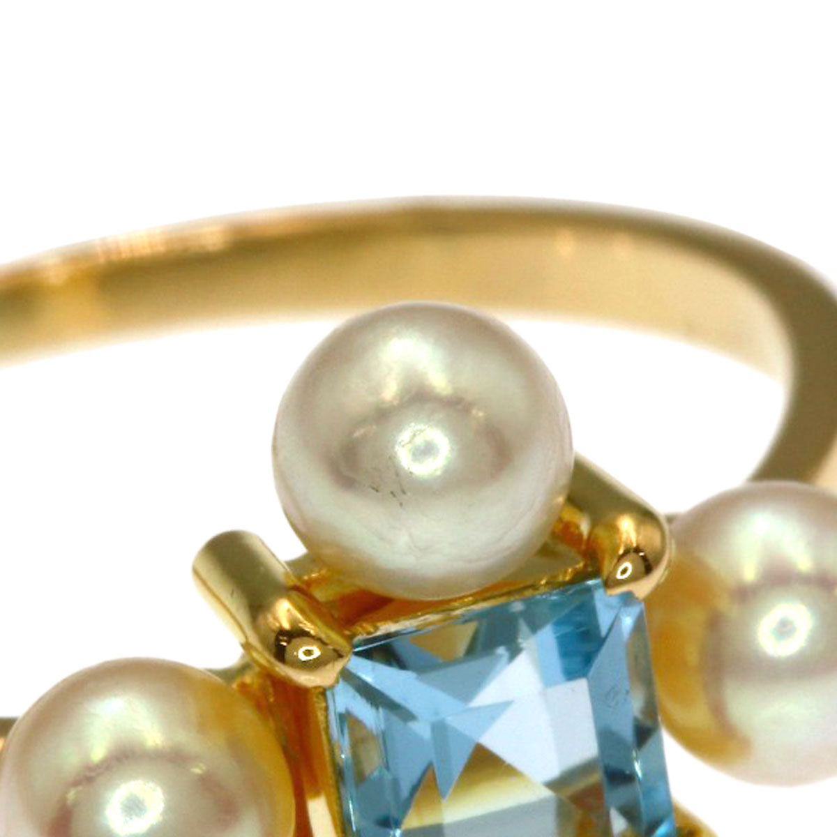 TASAKI Aquamarine Pearl Pearl Ring K18 Yellow Gold Ladies [Used]