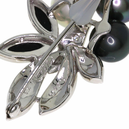 0.04ct Yasuko Okui Pearl Pearl Diamond Brooch K18 White Gold 9.1g　Ladies