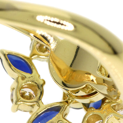 WALTHAM Flower Swing Sapphire Diamond Ring K18 Yellow Gold Ladies [Used]