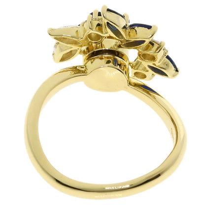 WALTHAM Flower Swing Sapphire Diamond Ring K18 Yellow Gold Ladies [Used]