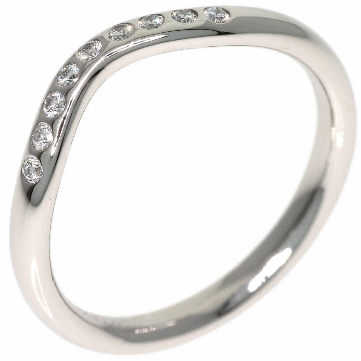 TIFFANY&Co. Curved Band Diamond Ring Platinum PT950 Ladies [Used]