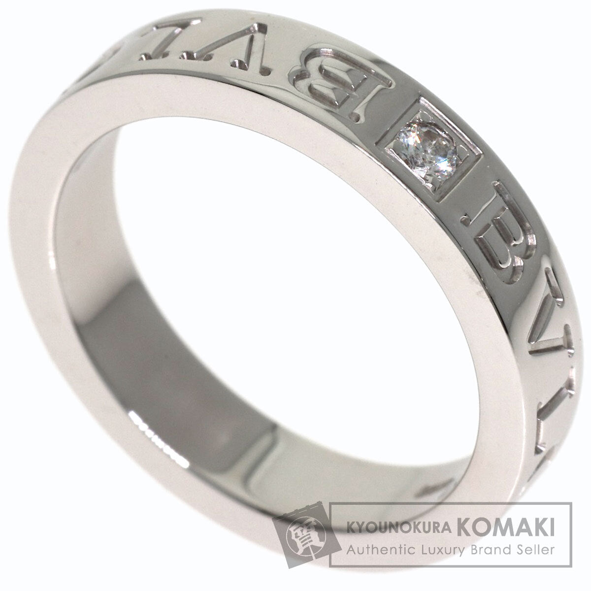 BVLGARI Double logo 1P Diamond Ring K18 White Gold Ladies [Used]