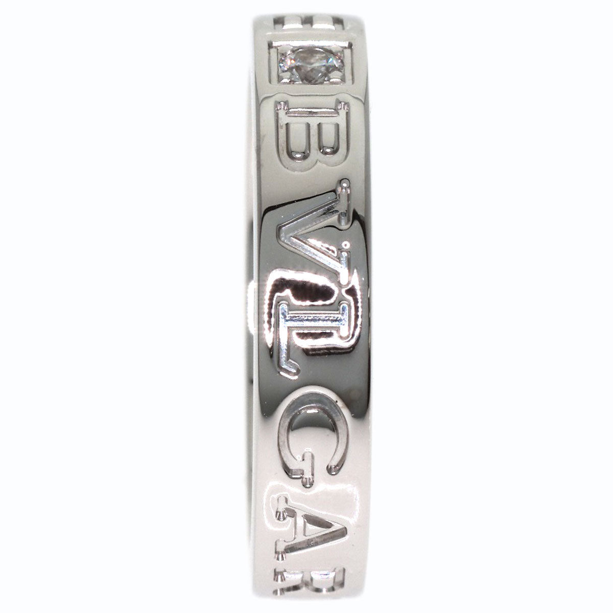 BVLGARI Double logo 1P Diamond Ring K18 White Gold Ladies [Used]
