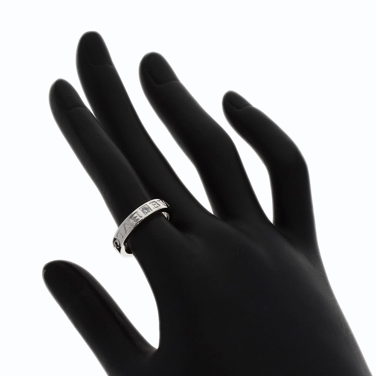 BVLGARI Double logo 1P Diamond Ring K18 White Gold Ladies [Used]